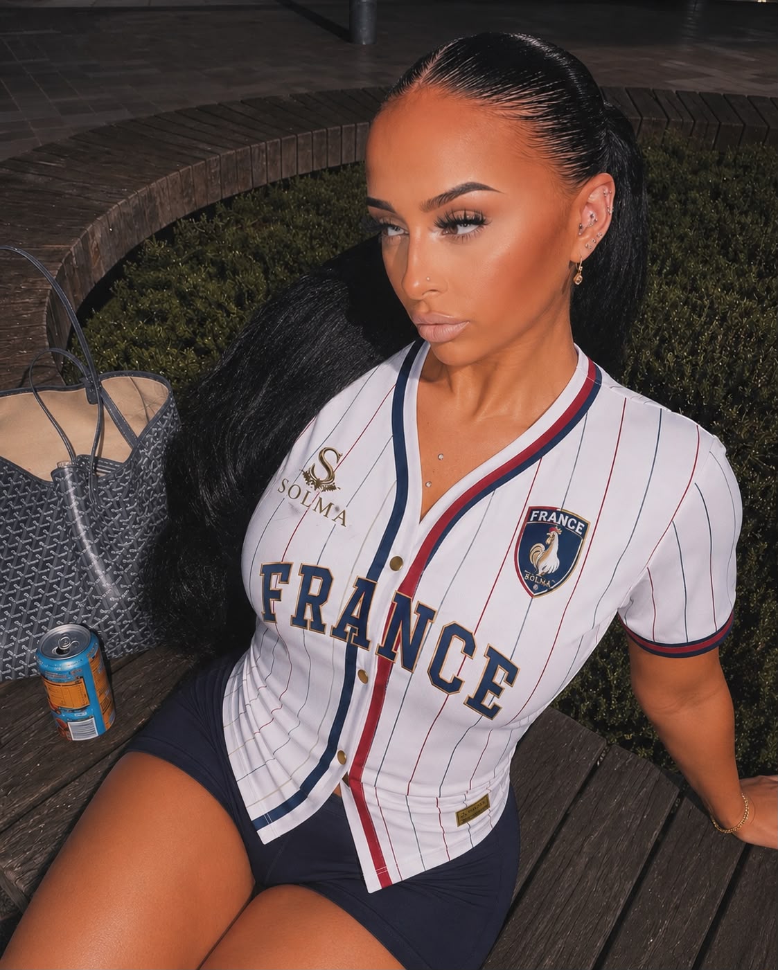 Model wearing the SOLMA France heritage jersey